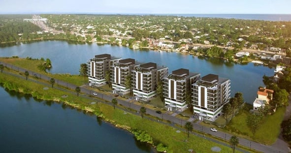 Vista panorámica de apartamentos en uruguay en Interlagos de promotor inmobiliario CasasUru