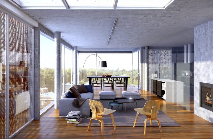 Interior de moderno apartamento sustentable del estudio de arquitectos DSG